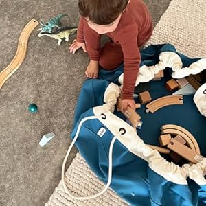 Swoop Bags - Durable Toy Storage Drawstring Bag - Ideal for Small Toys - Organizer and Play Mat - Cool Storage For Kids Rooms and Playrooms - BLUE Swoop Bags Durable Toy Storage Drawstring Bag Ideal for Small Toys Organizer and Play Mat Cool Storage For Kids Rooms and Playrooms BLUE