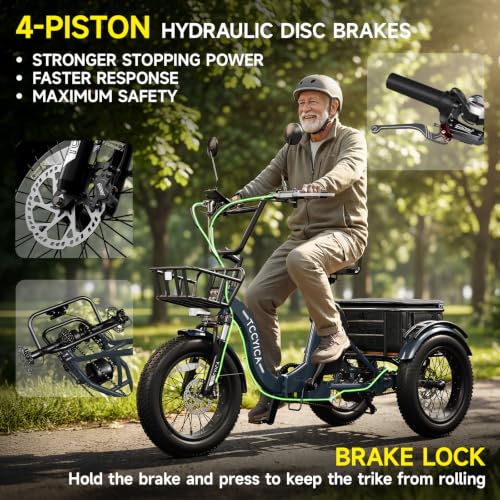 tccyica Electric Tricycle with Hydraulic Brakes