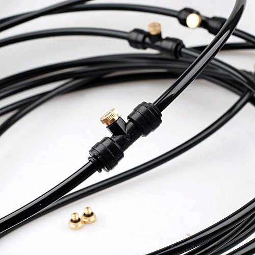 theBlueStone 40FT Mist Cooling System - 20 Brass Nozzles with in-Line Filter - Misters for Outside Patio Garden Greenhouse Trampoline for Waterpark Pet Deck Cooling
