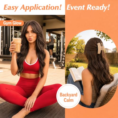 Image of Sunny Hair Clip in Hair Extensions Real Human Hair Mocha Black Brown 120g | Remy Hair Clip Ins for Women Easy to Wear Comfortable All Day Natural Seamless Blend for Work & Special Events 20 Inch