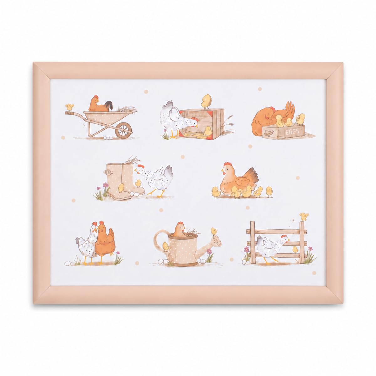 Dotty Hen Cushioned Lap Tray 43x33cm Farmhouse Sofa Meal Serving Board