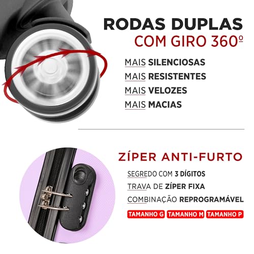 SANTINO, Mala de Bordo Madrid 4 Rodas Duplas 360º Santino P ABEV501P Cor: Lilás