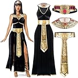 Spooktacular Creations Traje de Halloween de Cleopatra egipcia para mujeres. Vestido negro para adultas para disfraces de...