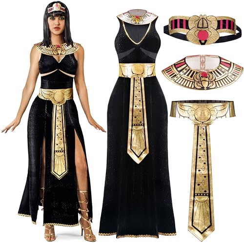 Spooktacular Creations Halloween Cleopatra Costume, Egyptian Costume Women, Black Cleopatra Dress for Adult Halloween Dress Up Party Cosplay (Small)