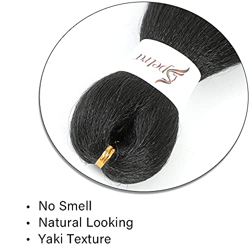 X-Tress 4 Packs Braiding Hair Extension Easy Braids 24 inches Pre-Stretched Yaki Texture Hot Water Setting Fiber Light Weight Crochet Color Black Box Braids African (#1B) - Image 2