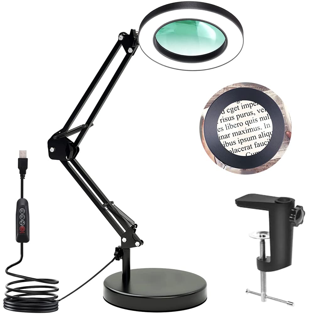 Buy 10X Magnifying Glass with Light and Stand, 2 in 1 Lens Desk Lamp