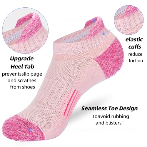 ATBITER Womens Ankle Socks 6 Pairs Cushioned Running Athletic No Show Socks With Tab4