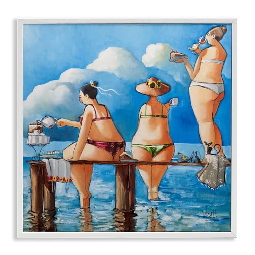 Poster encadré Tea Break On The Jetty Stupell Industries 61x61 cm