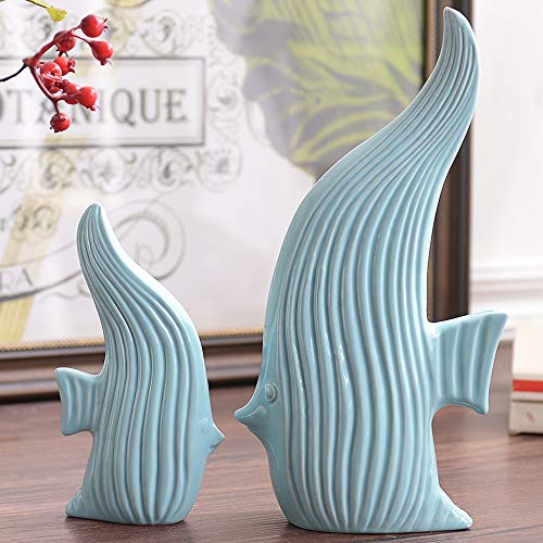 Insiswiner Home Ceramic Decor Fish Figurine Garden Cottage Decorative 2Pcs #TOP3