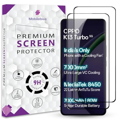 Image of Premium Tempered Glass Screen Protector Guard For Oppo K13 Turbo 5G / K13 Turbo Pro 5G (6.8 Inch, Pack of 2) | HD Clear, Edge to Edge Coverage With Easy to installation kit