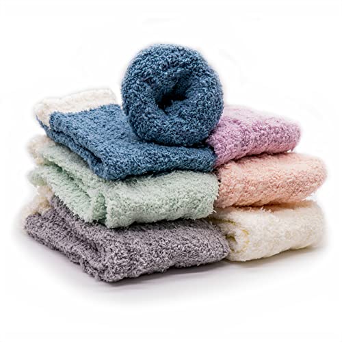 6 | 3 Paar flauschige Kuschelsocken für Damen | hochwertige und warme Haussocken für den Winter | kuschelige weiche Wintersocken Weihnachtssocken Socken für Frauen und Kinder 35-42 (Blau Türkis Grau) Cover