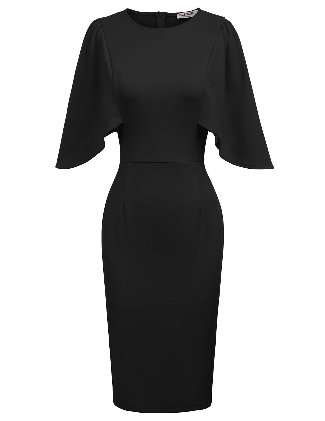GRACE KARINWomen 3/4 Ruffle Sleeve Slim Fit Business Pencil Dress