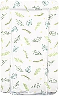 Callowesse Baby Changing Mat 79x47cm. Waterproof, Wipe Clean, Raised Edges, Portable and Foldable  Green Leaves Design