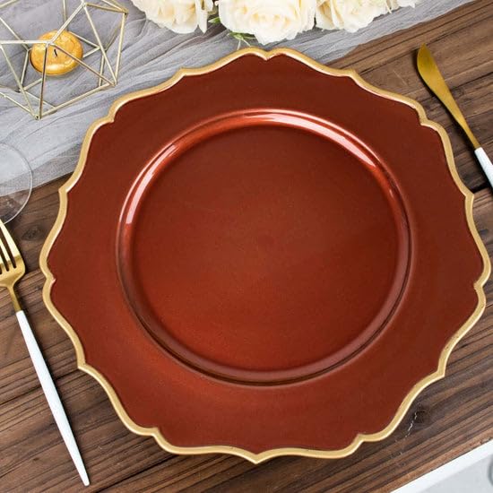 Platos cargadores redondos 13 pulg terracota y oro x6 miniatura 7
