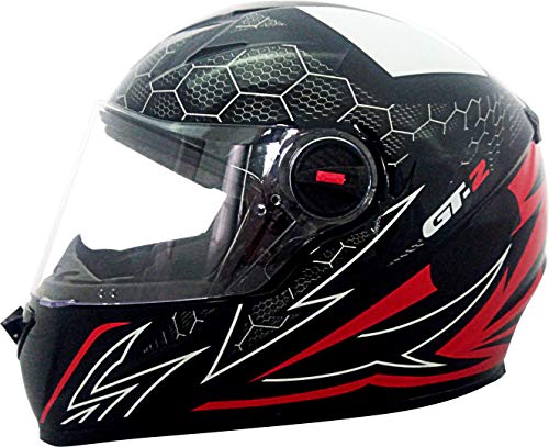Capacete FW3 GT 2 PRETO BRILHANTE VERMELHO 58 COM VISEIRA CRISTAL