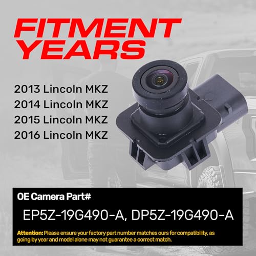 Image of Master Tailgaters Replacement for Lincoln MKZ (2013-2016) Backup Camera OE Part # EP5Z-19G490-A, DP5Z-19G490-A