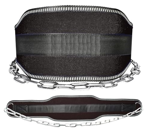SACHI SPORTS Gym Dip Belt for Weight lifting with Steel Chain 36" - Black (Free Size) | Heavy Duty Steel Chain Dip Belt | Gym Belt for Weightlifting | Gym Belt for Weighted Pullups, Dips, Crossfit, Powerlifting, and Strength Training