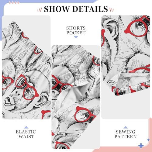 ZZXXB Monkey with Glasses Boys Long Pants Soft Trousers Elastic Waist Kids Lounge Bottoms with Pockets S-XL4