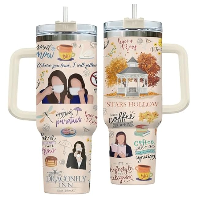 TV Show Tumbler 40oz Stainless Steel with Handle | Stars Coffee Travel Cup | Birthday Gifts for Movie Lover