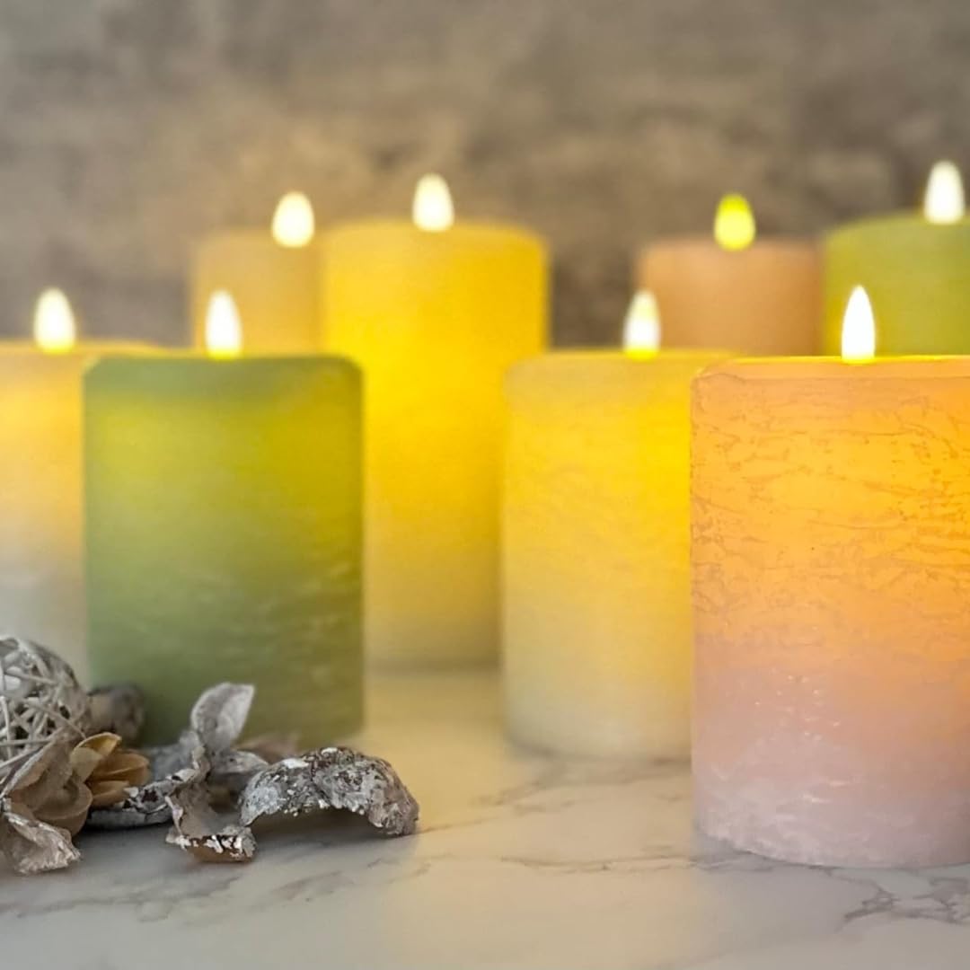 LumiPur Signature Natural Glow - Candela a colonna di cera con LED tremolante senza fiamma (8,9 x 22,9 cm, grigio nebbia)