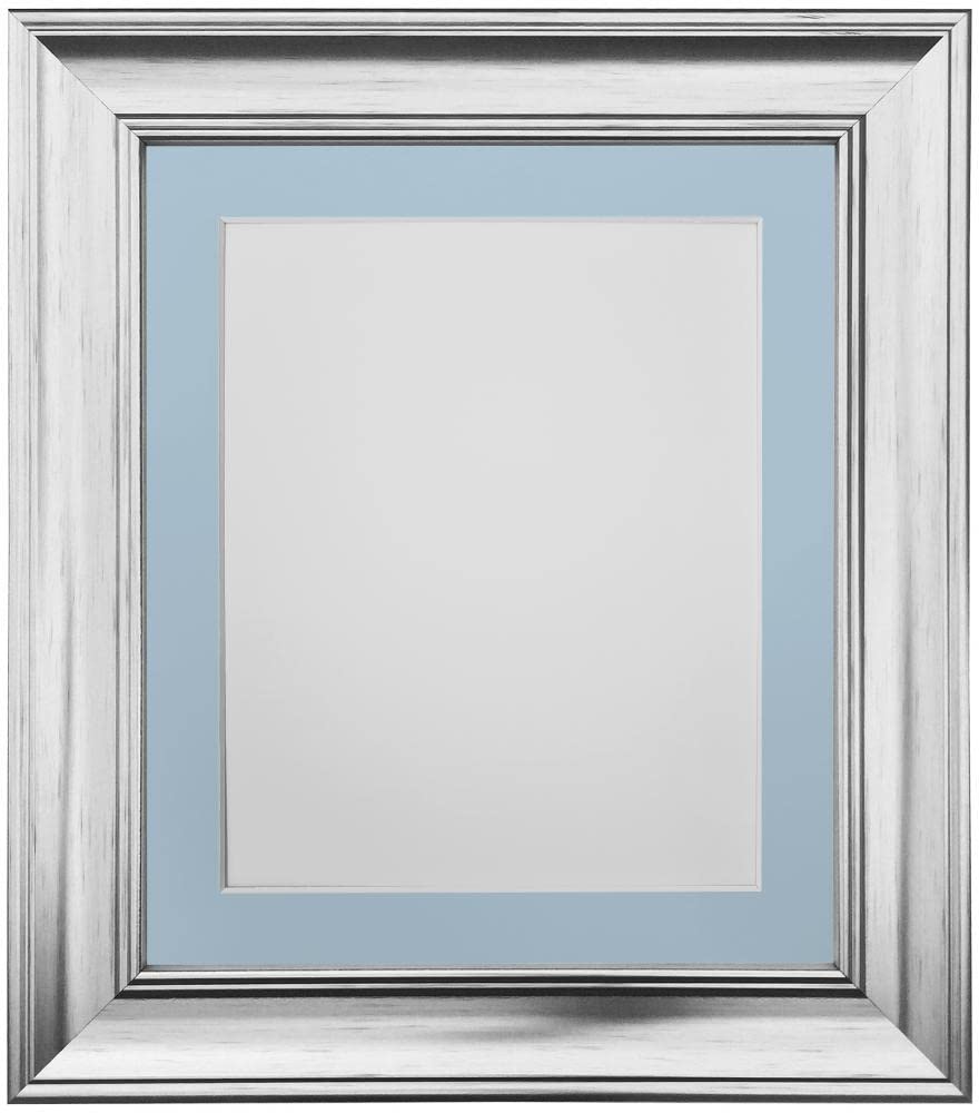 Frames By Post Blue Mount Scandi Vintage Silver Picture Photo Frame With A1 For Image Size A2