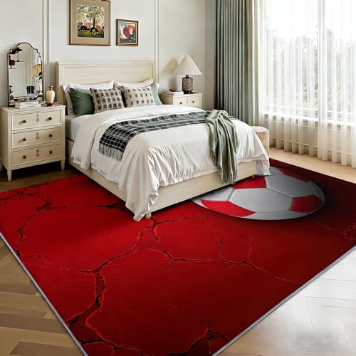 Tapis salon ballon rouge 140x200cm de qualité supérieure durable - 6