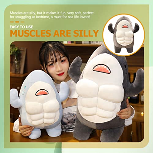 Toddmomy Tubarão De Pelúcia Bicho De Pelúcia Decorativo Macio Tubarão Músculo Almofada Travesseiro E