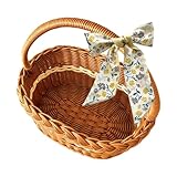 Panier de cueillette | Panier de Rangement Tressé à Fleurs, de Shopping en Rotin Imitation avec et Ruban | Pour pique nique, jardin, plage, fruits, fleurs