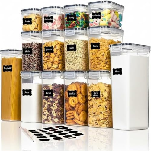 Kit 14 Potes Transparentes para Organizacao de Alimentos