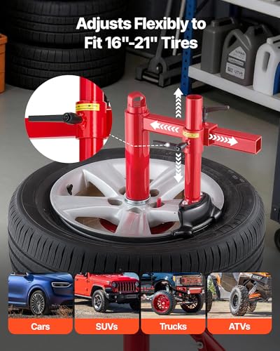 Image of VEVOR Manual Tire Changer Duck Head Kit with Silver Cone, Fit for 16 inch-21 inch Wheels, Heavy Duty Manual Tire Changer Duck Head Adapter Kit, Mounting and Demounting Tool for Most Cars, SUVs, Trucks, ATVs