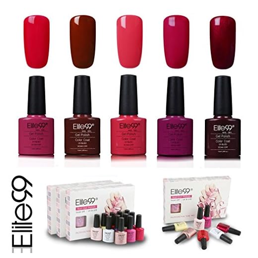 Elite99 Esmalte de Uñas Semipermanente Uñas de Gel UV LED Kit de Manicura 5pcs en Caja Pintauñas Soak off 7.3ml - Kit 020