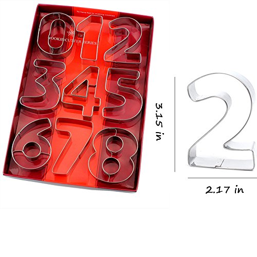 Large Number Cookie Cutters 9Pcs Biscuits Stainless Steel Cutter Set Fondant Cake Decorating Tools #TOP1