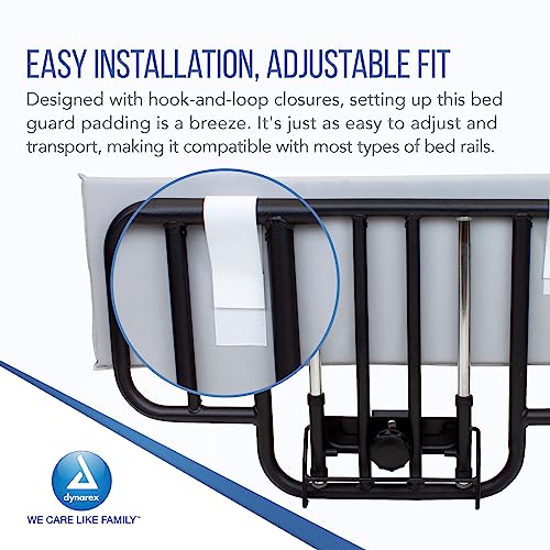 Image of Dynarex Half Bed Rail Bumper - 35 inch Padded Bed Rail Guard - Soft Foam Bed Railing Cushion, Hook & Loop Closures - Water Resistant & Skin-Safe Vinyl Cover - 1 Bed Rail Bumper