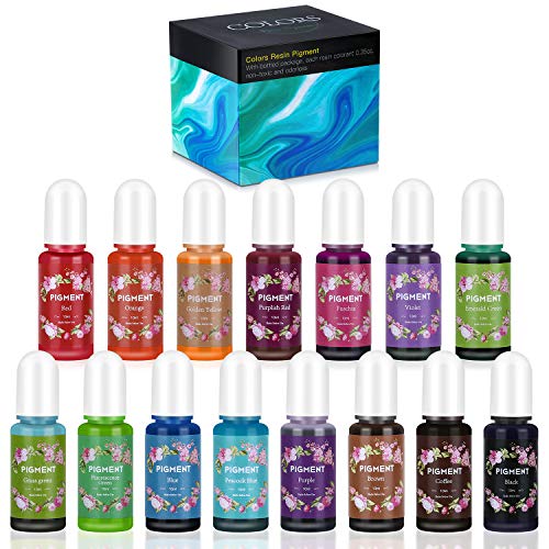 Epoxidharz Farbe, LUCPICT Flüssiges Epoxidharz Pigment mit 15 Farben (je 10 ml), Hochkonzentrierter Epoxidharz Farbstoff für Epoxidharz Farben, Schmuckherstellung, Kunsthandwerk