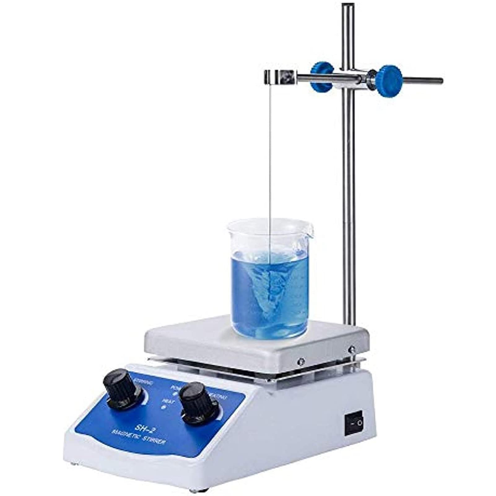 Agitador Magnético, Mezclador De Laboratorio con Placa Calefactora, Barra Agitadora Y Soporte, 100-2000 RPM Mezclador De Placa Calefactora De Laboratorio, para Investigación Científica