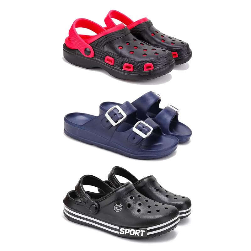 WINGSCRAFT-Lightweight Classic Clogs || Sandals with Slider Adjustable Back Strap for Men-Combo(3)-3017-3116-3014-9 Black (B0D2J71X6L) Amazon Price History, Amazon Price Tracker