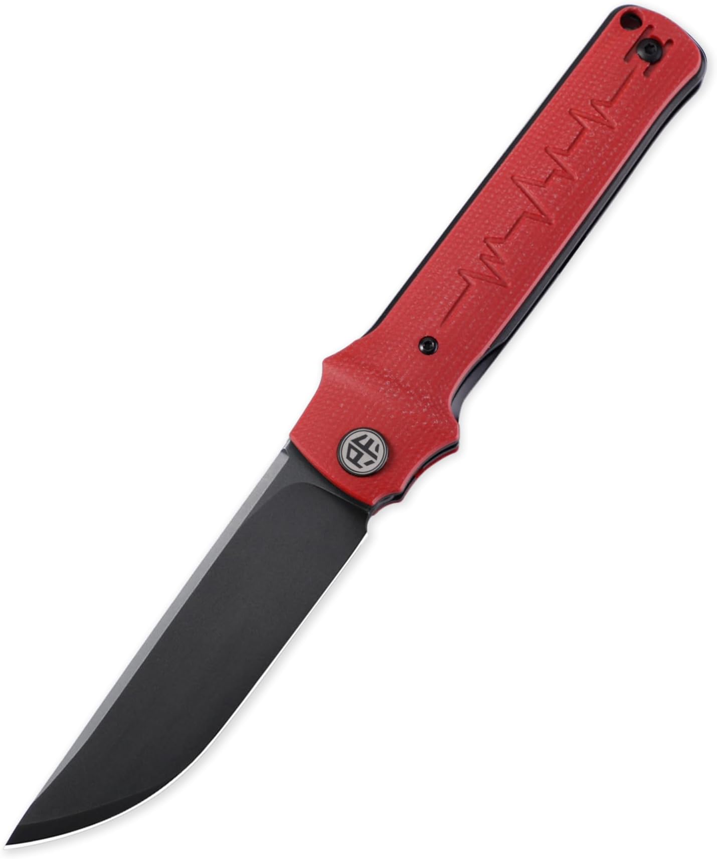 PFB04 Tena Folding Knife, 3.82" D2 Black Stonewashed Blade Micarta Handle Pocket Folding knife for EDC Camping Outdoor (Red Micarta Stonewashed)