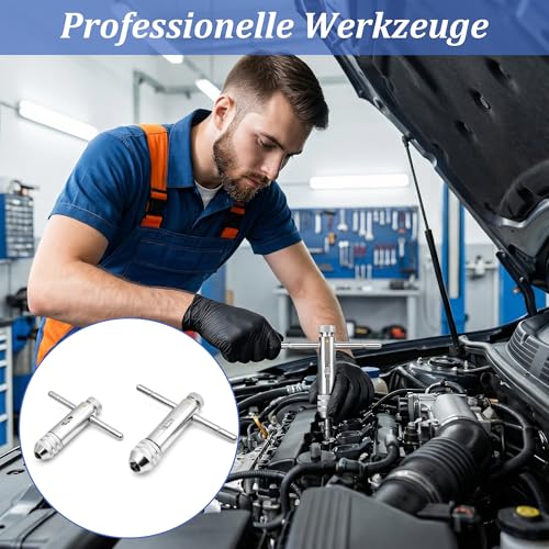 Lifegogo 2 Stück T-förmigen Schraubenschlüssel Kit: Windeisen für Gewindebohrer M3–M12 aus Stahl mit Ratschenfunktion für präzises Gewindeschneiden in Werkstatt und Reparaturarbeiten