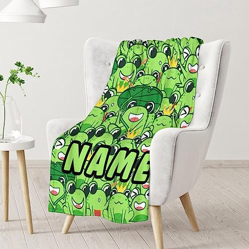 Mercuryelf Custom Frog Throw Blanket - Soft, Fuzzy & Warm - 40x50 Inches Flannel Blankets for Travel, Office - Green Novelty Throws Gift for Girls Boys