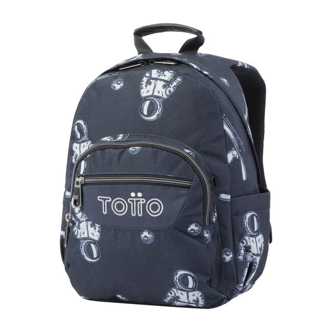 TOTTO - Mochila Escolar, Modelo Tempera, Capacidad 12 L, 3 Bolsillos, Bolsillo Tablet 10", Bolsillo Botella, Espaldar Ergonómico con Flujo de Aire, Cómodas Correas en S, Estampado Astronautas