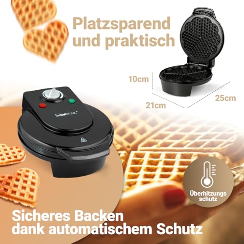 Gaufrier Électronique - Machine à Gaufre - Appareil à Gaufre Professionnel - Gaufrier en Forme de Coeur - WA3491 CLATRONIC