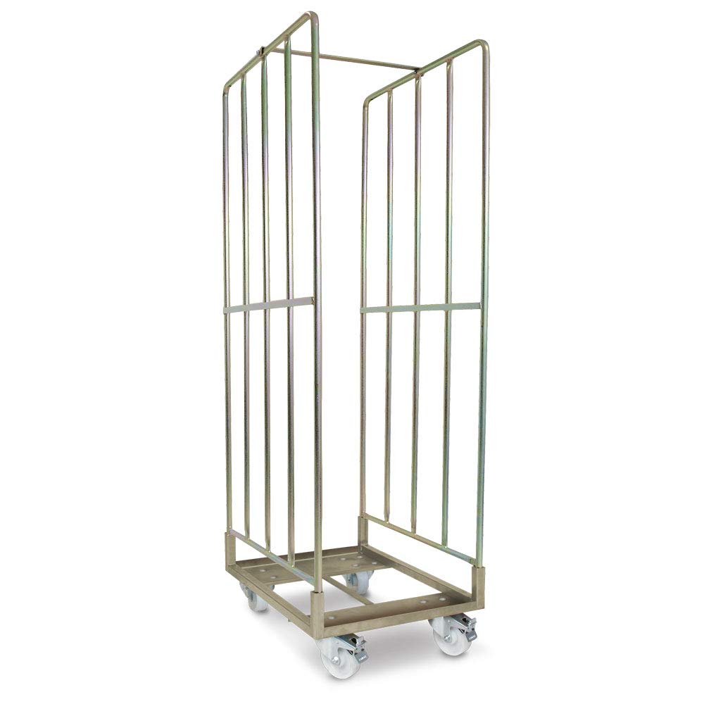 BRB Gitterwagen mit 2 Lenk- und 2 Bockrollen aus Kunststoff, Ø 100 mm, BxTxH 480x640x1740 mm,