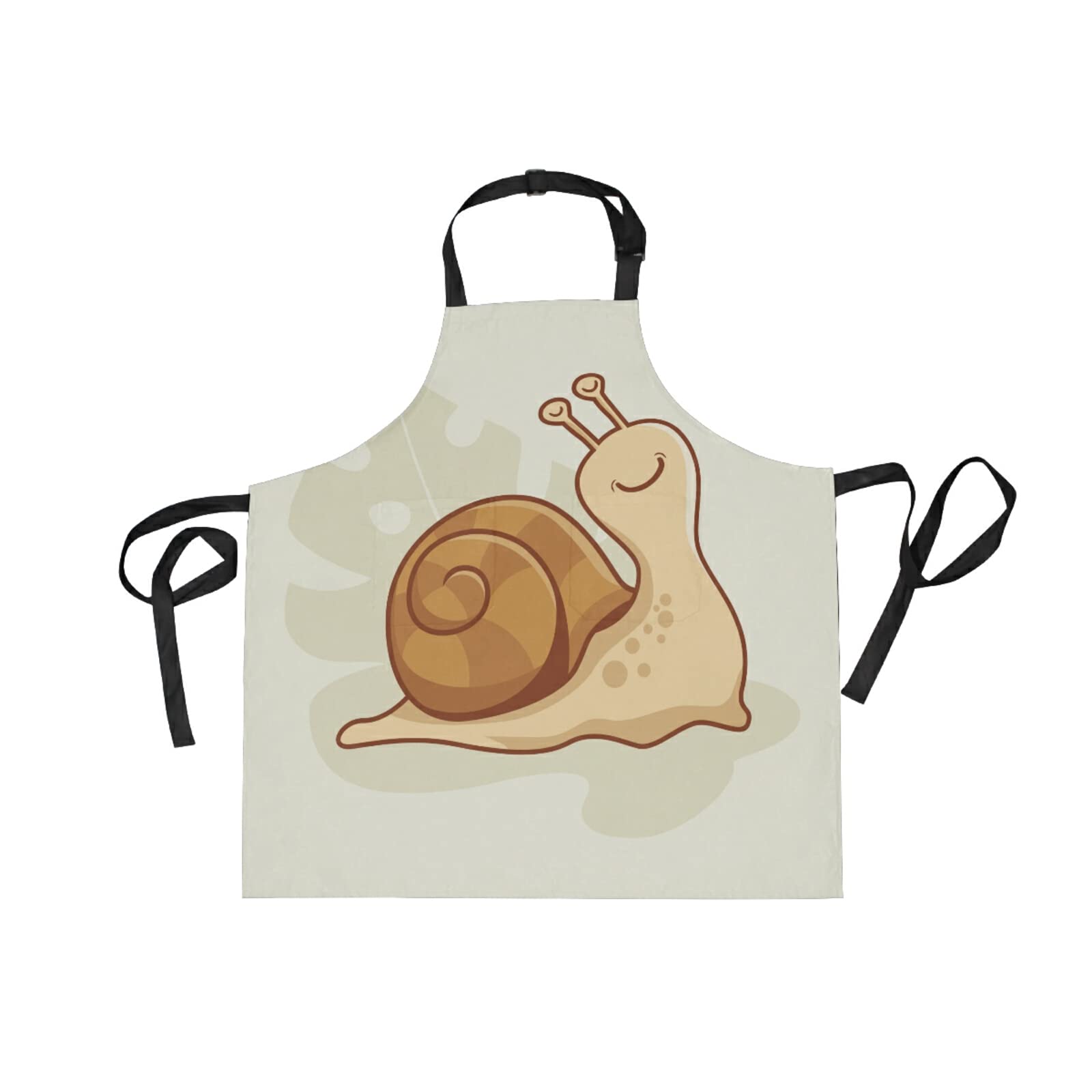 Cartoon Snail Leaf Animal Apron for Women Chef Cooking Baking Clothes Adjustable Neck Strap Bib Aprons with 2 Pockets for Waiter Waitress