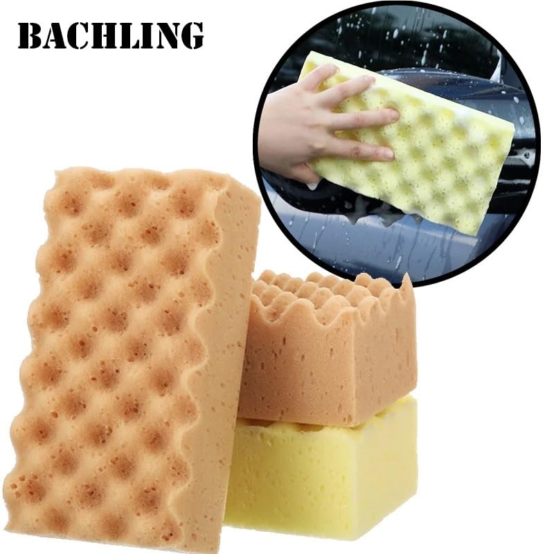 Esponja Suave for Limpieza de Autos, eficaz tecnología de Microfibra, fregador Seguro for Pintar y detallar Superficies de vehículos.(Yellow Large)