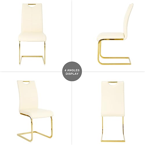 Miniatura 8 de yeag Juego de 4 sillas de comedor modernas, sillas tapizadas para cocina, respaldo alto, sillas de comedor de piel sintética con patas de metal