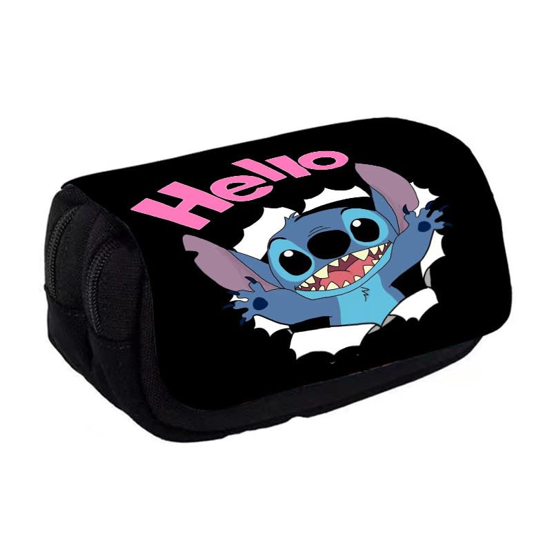 Gujey Stitch Estuches Escolares para niños Estuche Animados Estuche Escolar de Gran Capacidad Anime Lápices Caja Gran Regalo para Adolescentes para Niñas Niños Adolescentes Estudiantes Regalo(B)