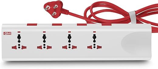 GM 3061 E-Book Power Strip | 4 Universal Sockets + Individual Switches | 2m Heavy-Duty Cord | Thermal Trip Overload Protec...