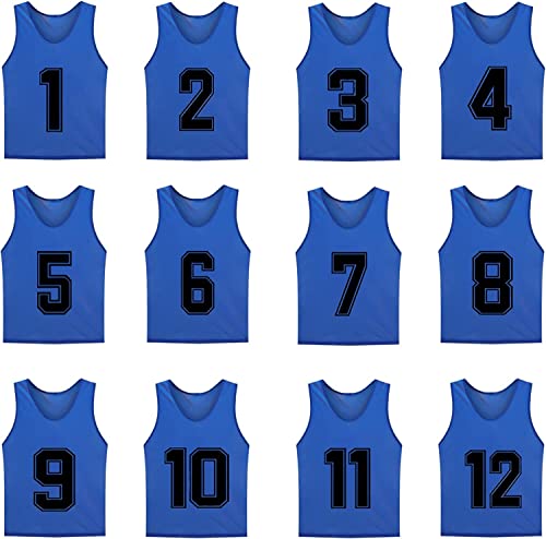 Tych3L 12 Pack Sports Scrimmage Training, Team Practice Jersey Sports Vests for Teens Adult (Dark Blue)