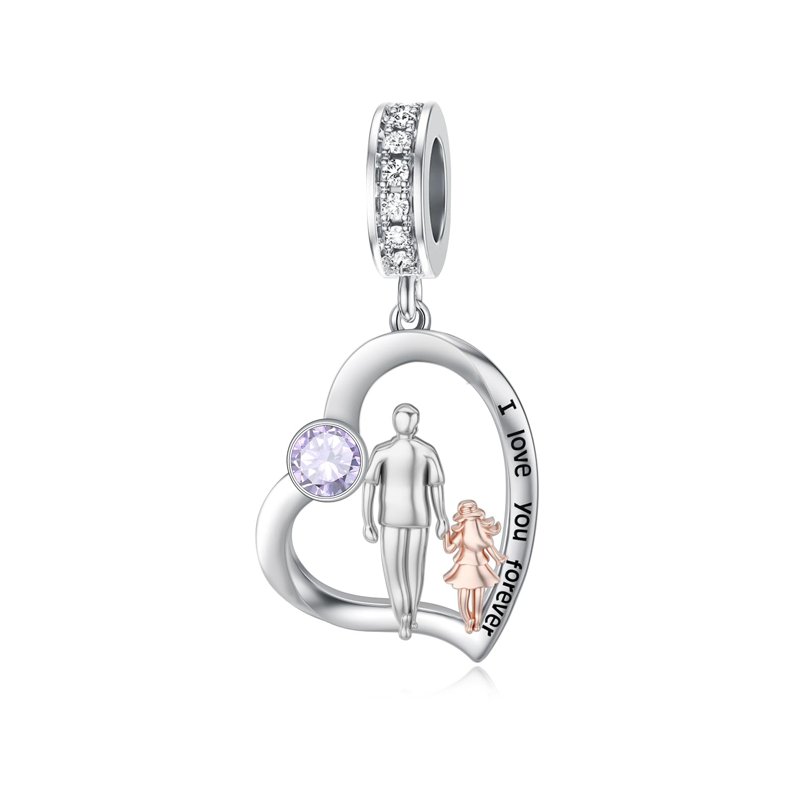 PROESS Father Mother Daughter Charm fit Charms Bracelet Sterling Silver Charms for Bracelets Birthday Valentines Day Gifts for Daughter Mother Lover