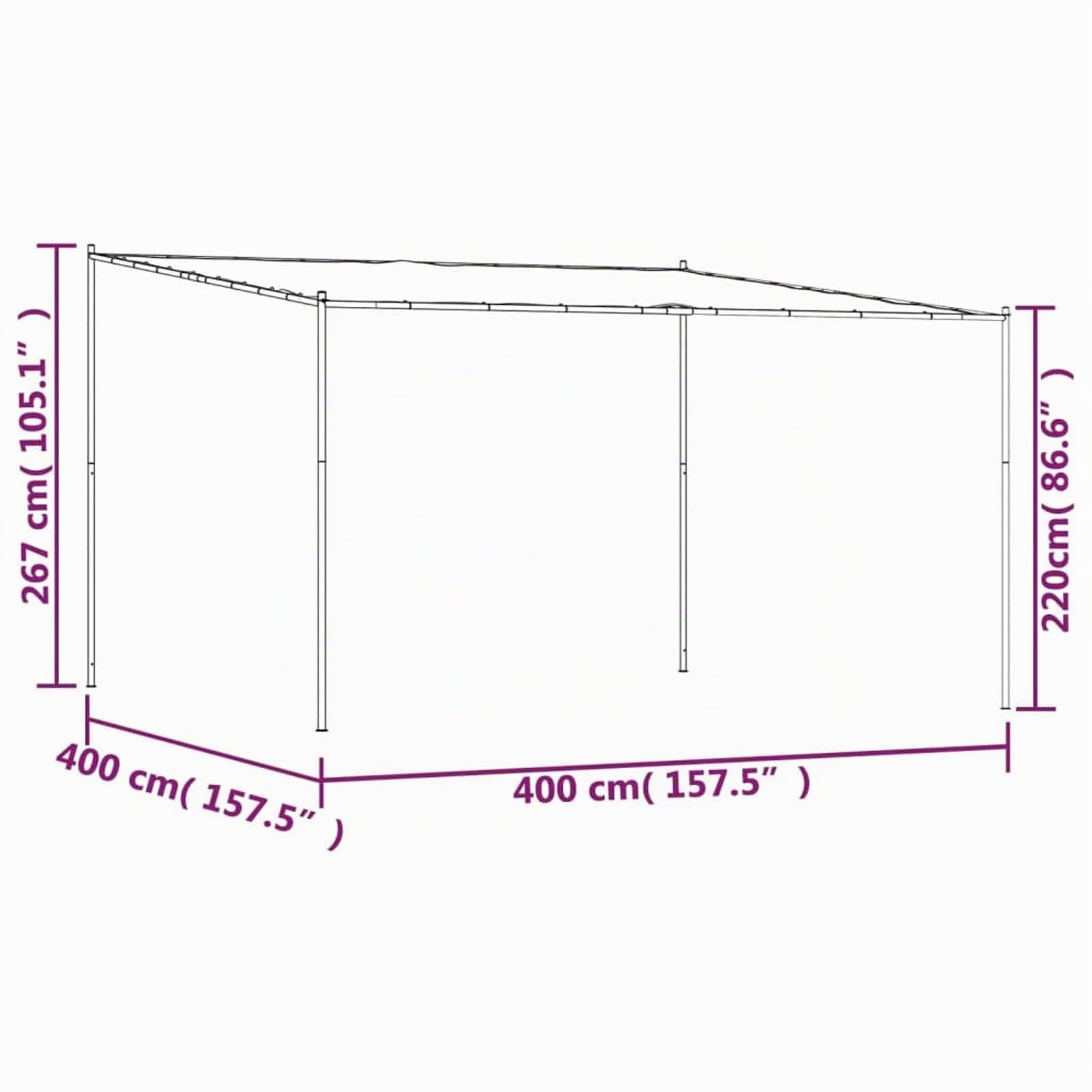 Festnight Pérgola de Jardín con Techo, Pérgola de Acero 4x4 m 180 g/m² Cenador de Jardín con Toldo para Patio Terraza Acero y Poliéster Resistente al Agua y a UV Blanco